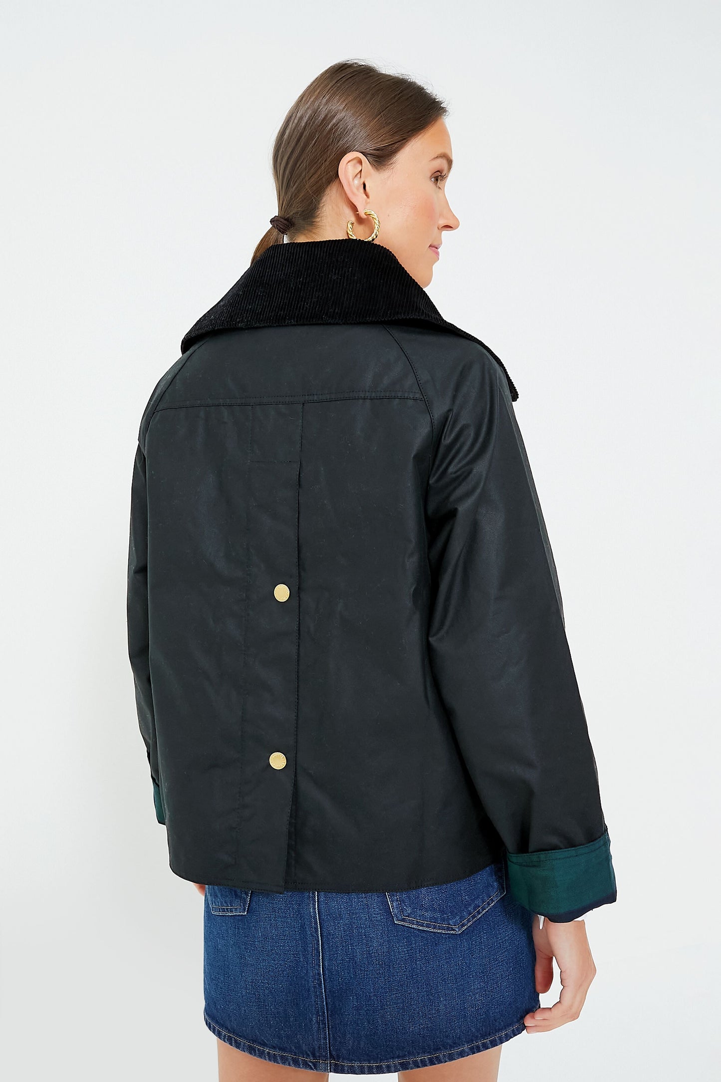 Black and Sage Tartan Catton Wax Jacket