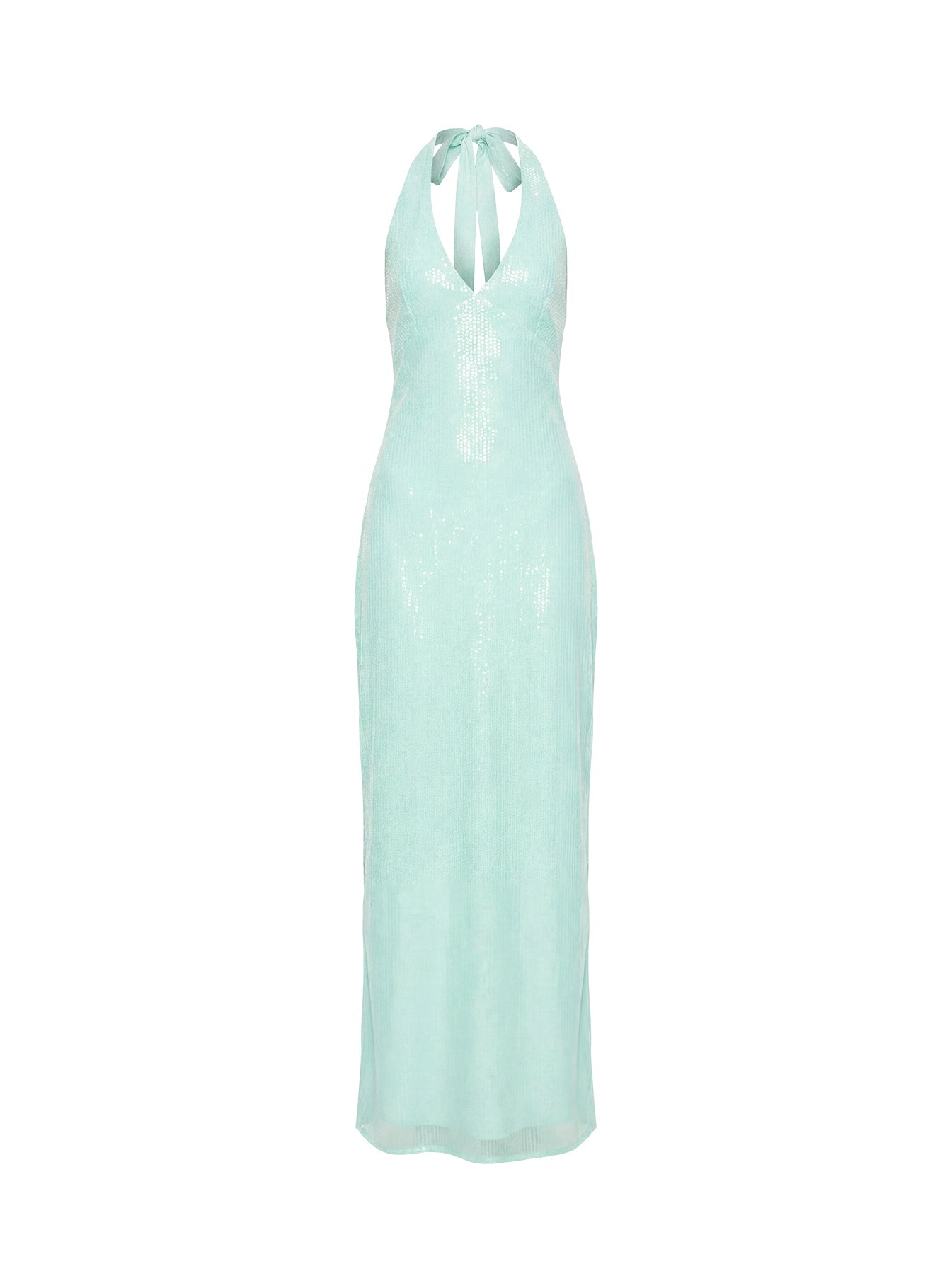 Isanna Halter Sequin Maxi Dress Jelly Mint