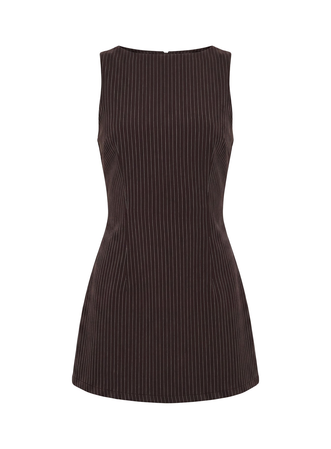 Yumiko Romper Brown Pinstripe Petite