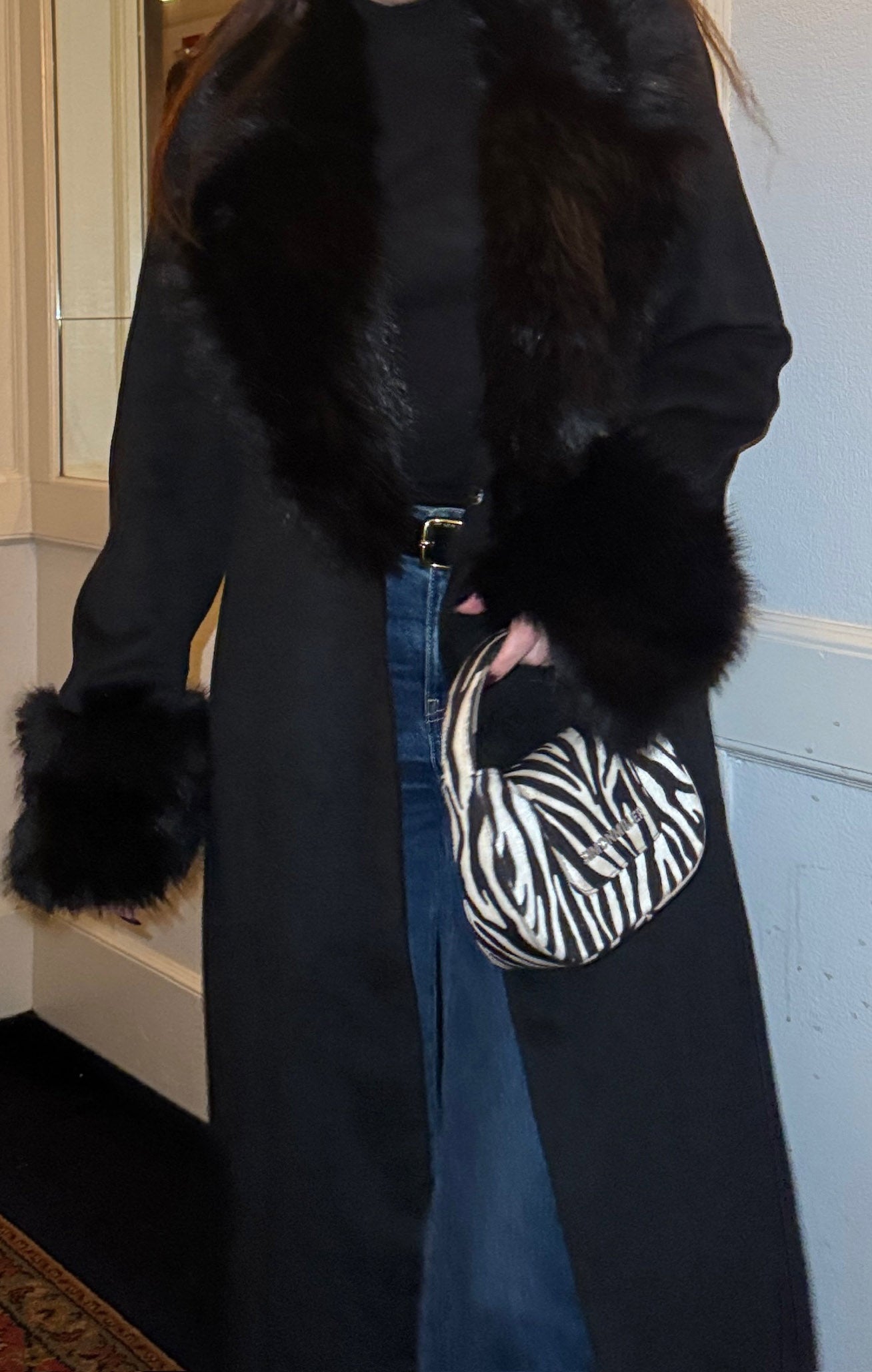 Checkroom Coat ~ Black with Faux Fur