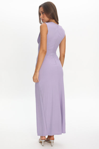 Daleela Asymmetric Neckline Maxi Dress Lilac