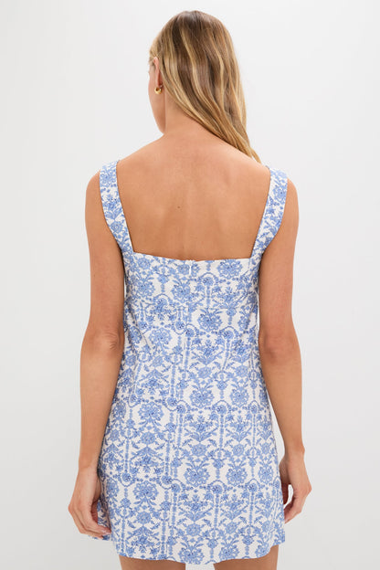 Blue & White Volos Mini Dress