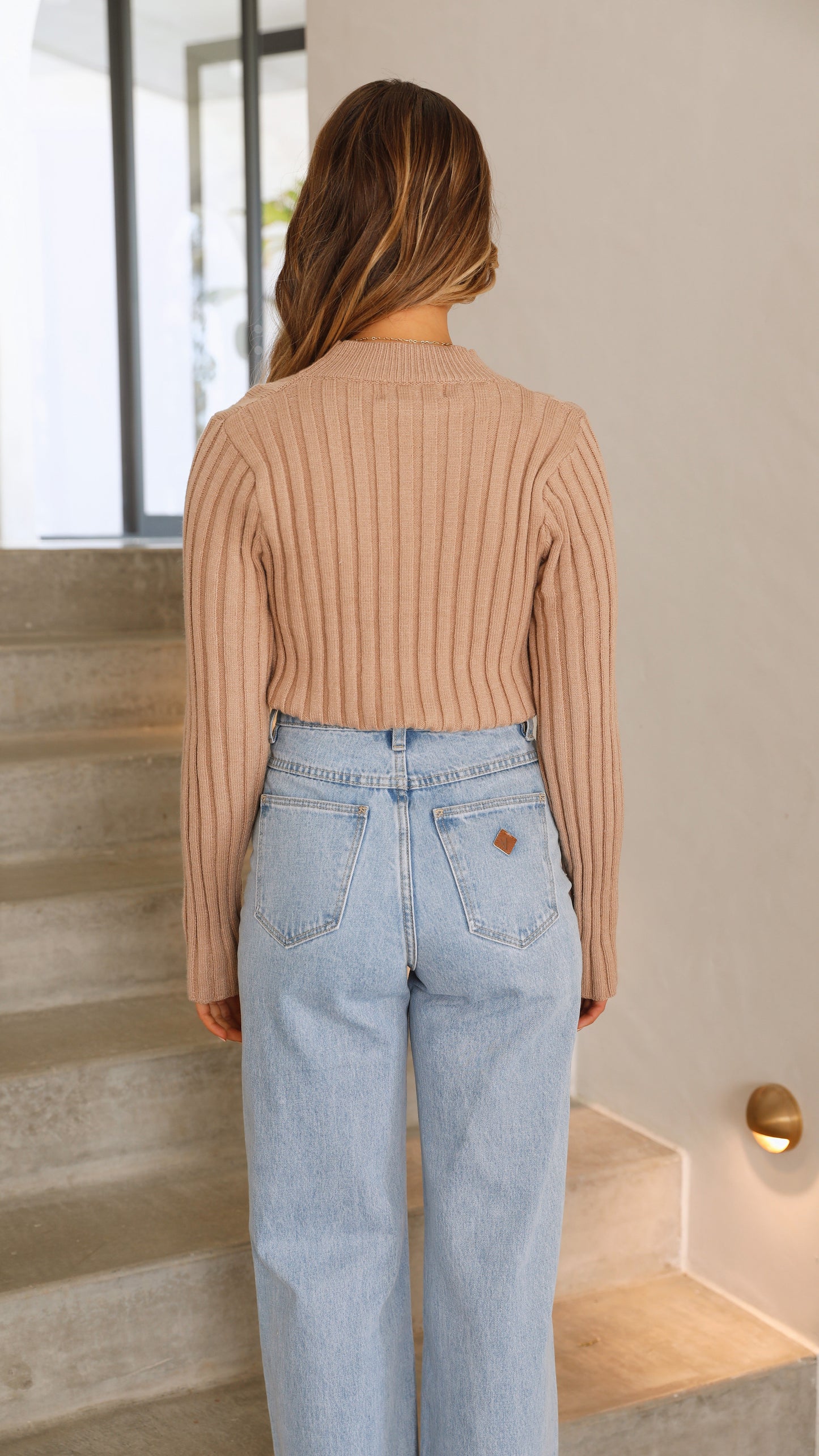 Imogen Long Sleeve Knit Crop - Camel