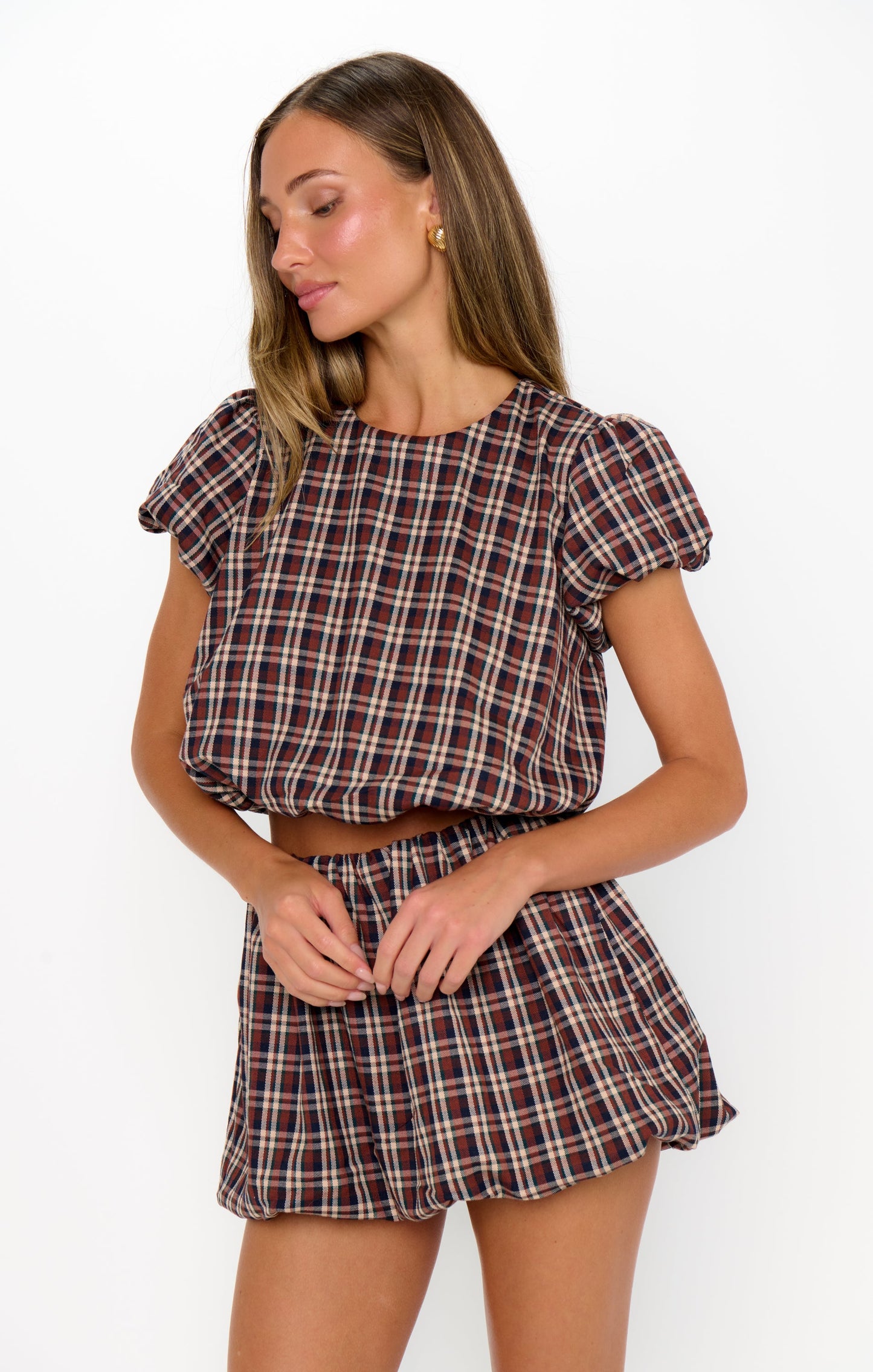 Highland Crop Top ~ Saddle Plaid