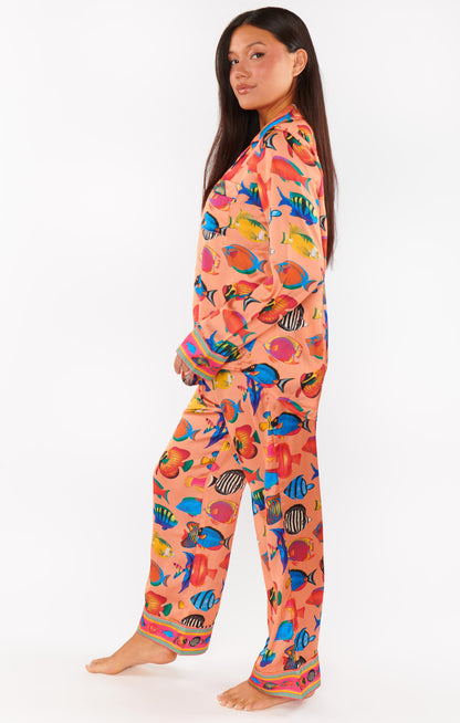 Classic PJ Set ~ Coral Rainbow Reef Silky