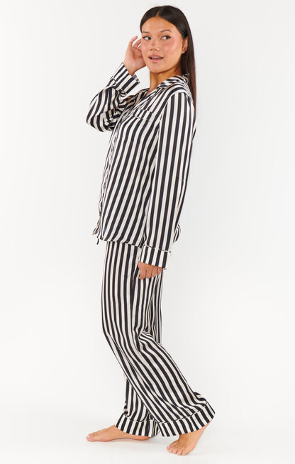 Classic PJ Set ~ Midnight Stripe Silky