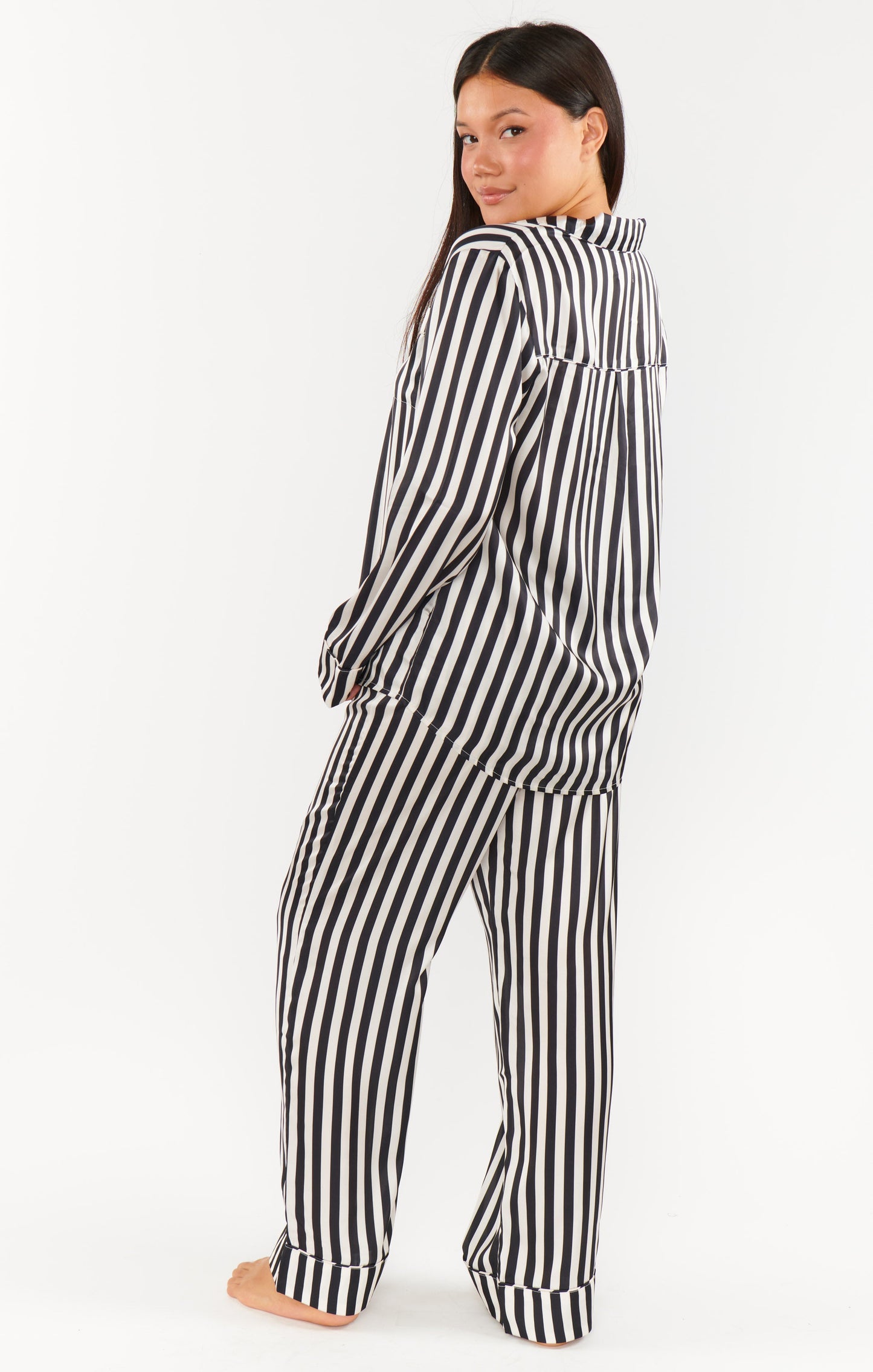 Classic PJ Set ~ Midnight Stripe Silky