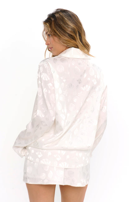 All Night Skort ~ White Shell Satin