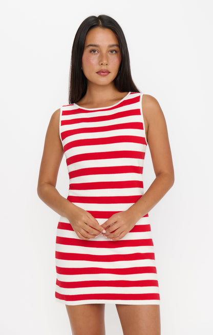 Cameron Mini Dress ~ Red Stripe Delight Knit
