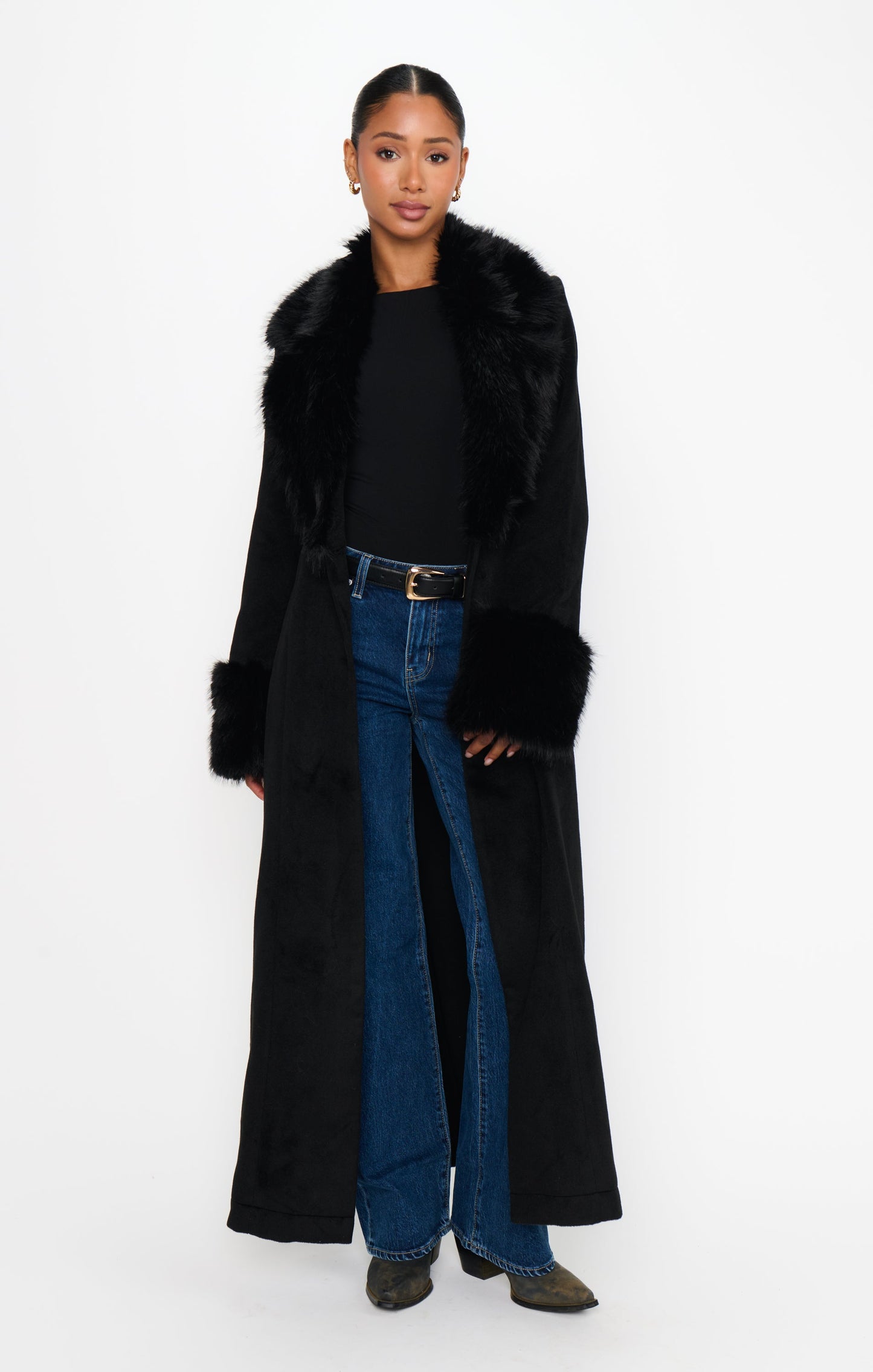 Checkroom Coat ~ Black with Faux Fur