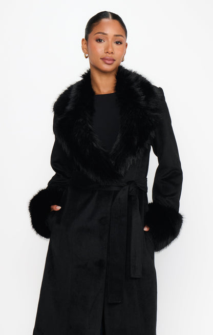 Checkroom Coat ~ Black with Faux Fur