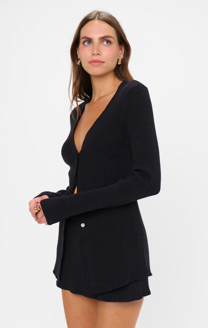 Josie Top ~ Black Rib Knit