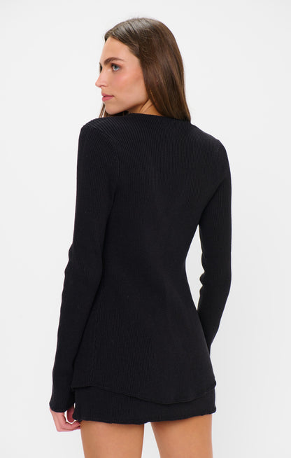 Josie Top ~ Black Rib Knit