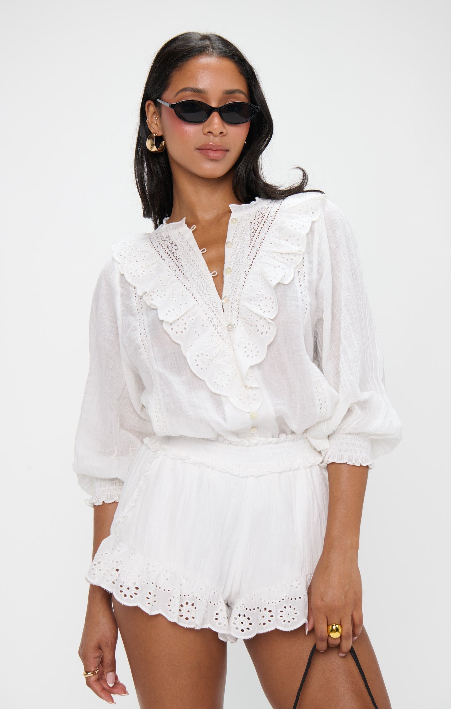 French Blouse ~ White Eyelet