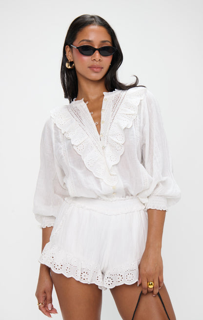 French Blouse ~ White Eyelet