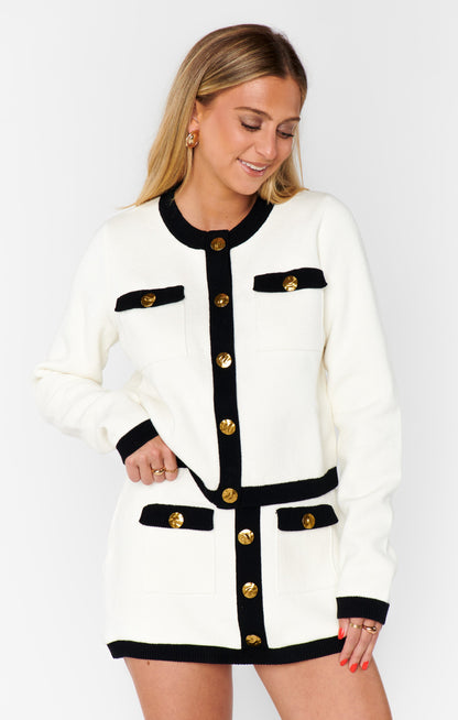 Kit Skirt ~ Cream and Black Knit