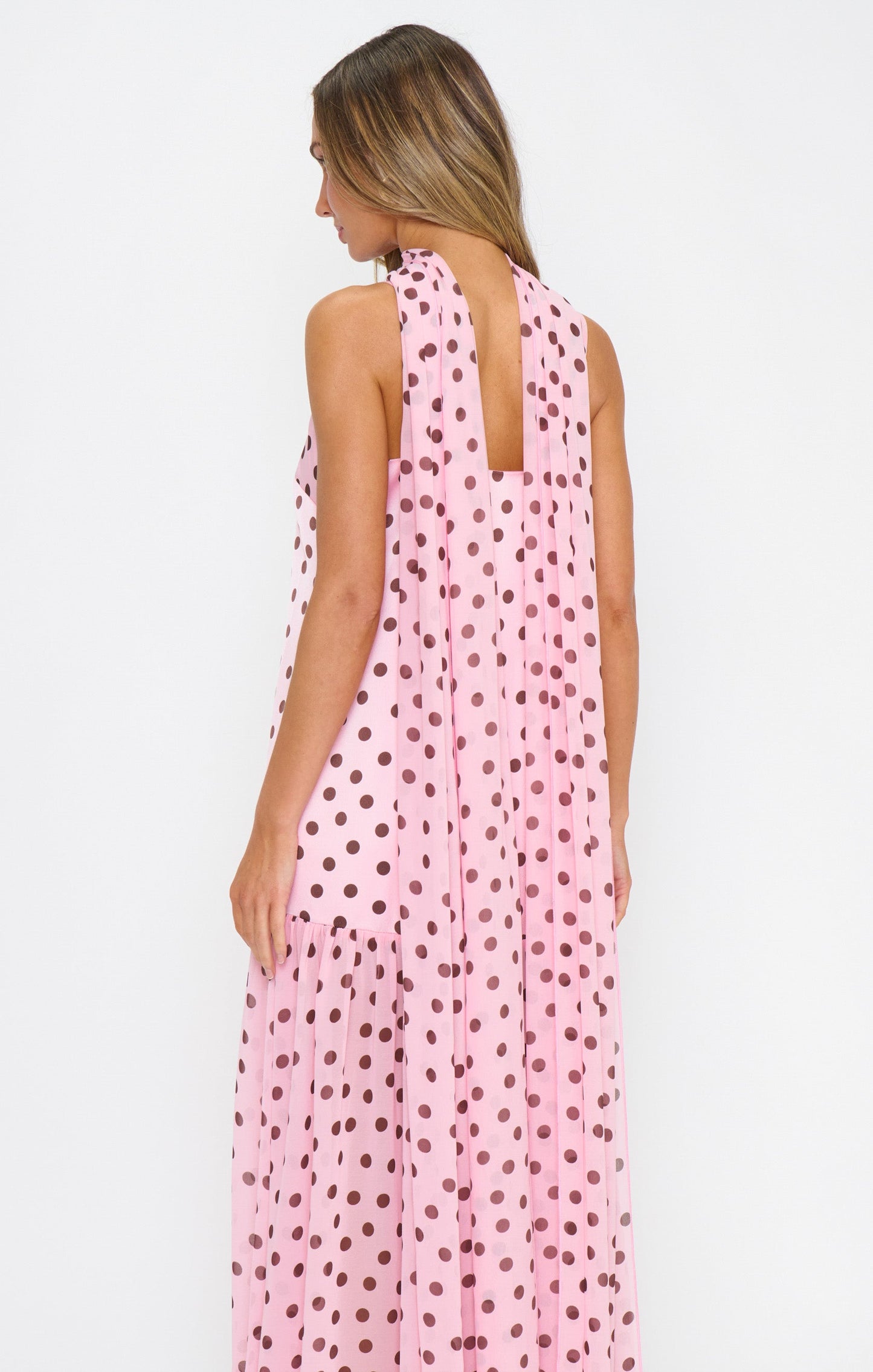 Dalia Maxi Dress ~ Pink Truffle Polka Dot