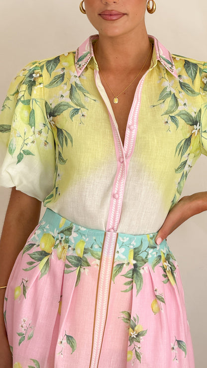 Verena Button Up Shirt - Rosé Lemonade