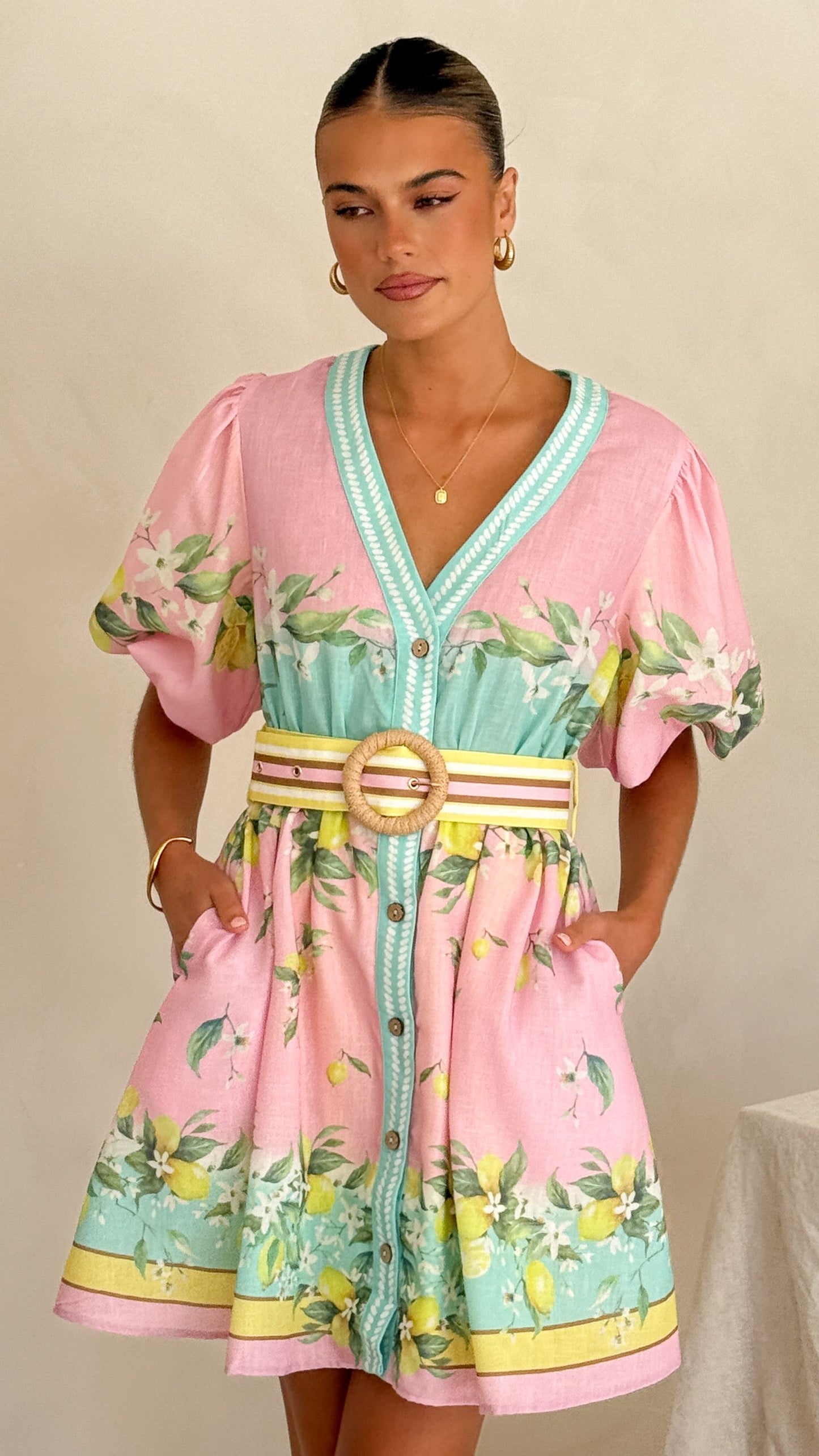 Verna Mini Dress - Rosé Lemonade