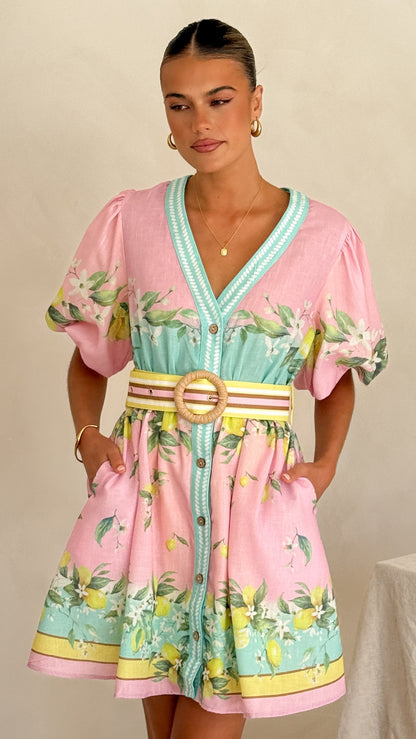 Verna Mini Dress - Rosé Lemonade