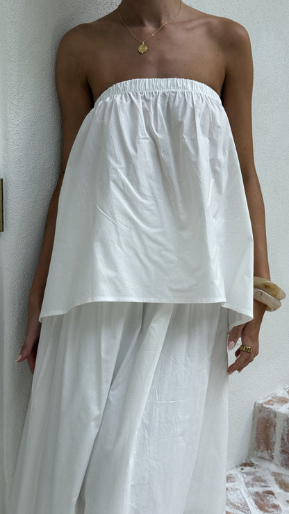 Makala Strapless Top and Maxi Skirt Set - White