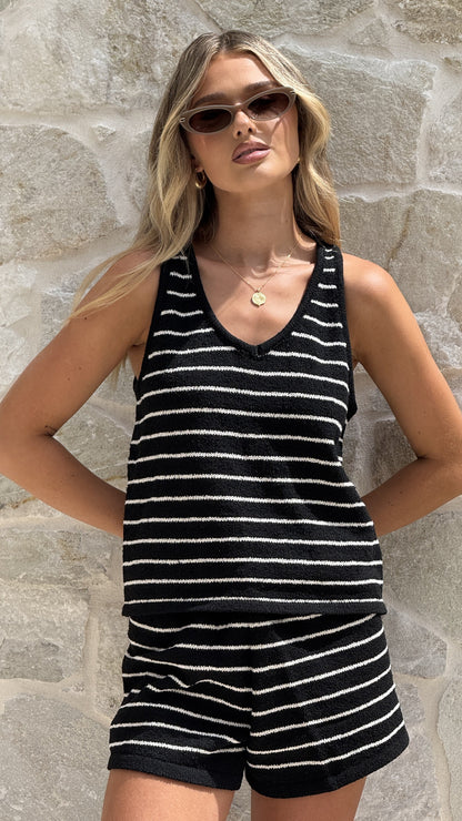 Kady Knit Top - Black/White Stripe