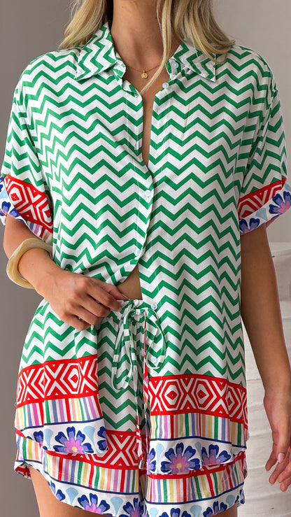 Lola Button Up Shirt - Ziggy Print