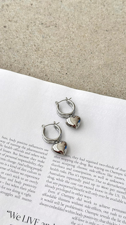 Varick Heart Earrings - Silver