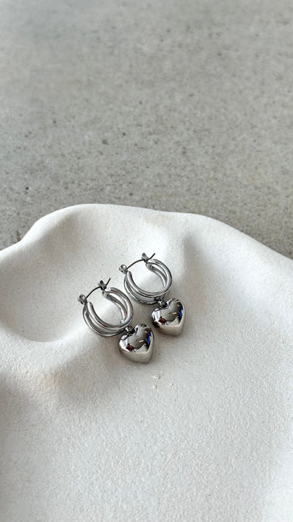 Varick Heart Earrings - Silver