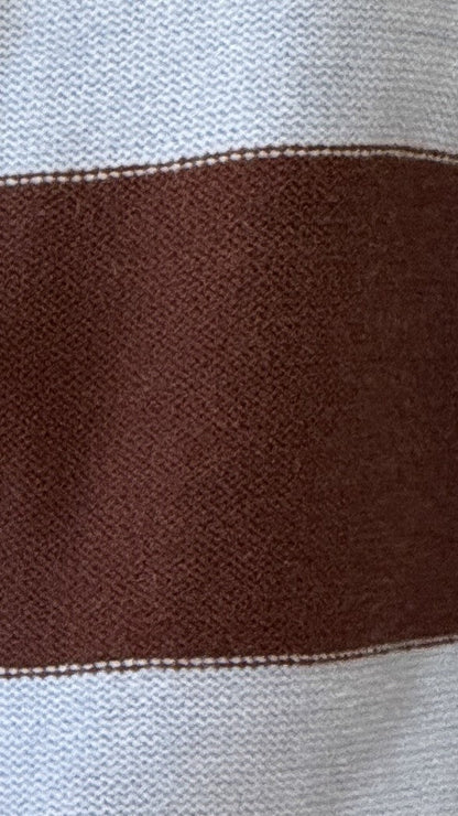 Tyla Zip-Up Sweater - Brown/Blue Stripe