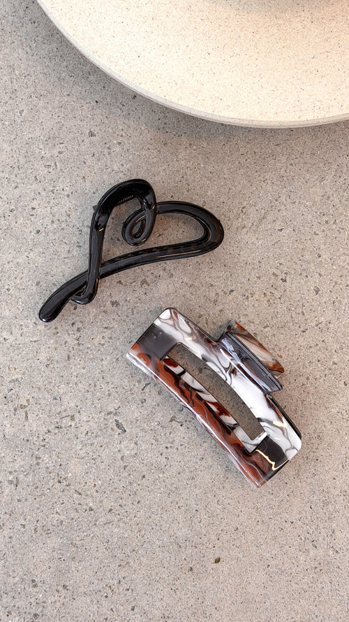 Delphie Hair Claw Set - Brown