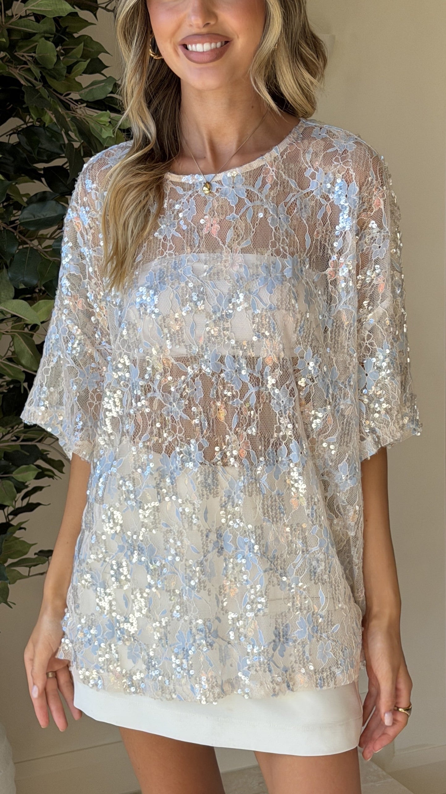 Kaia Sequin Top - Blue