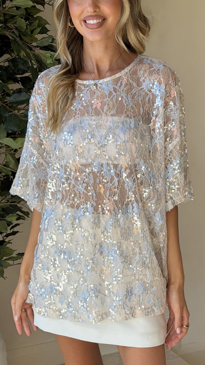 Kaia Sequin Top - Blue
