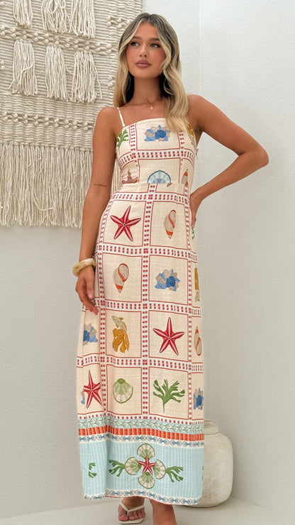 Zelena Strapless Maxi Dress - Penida Print