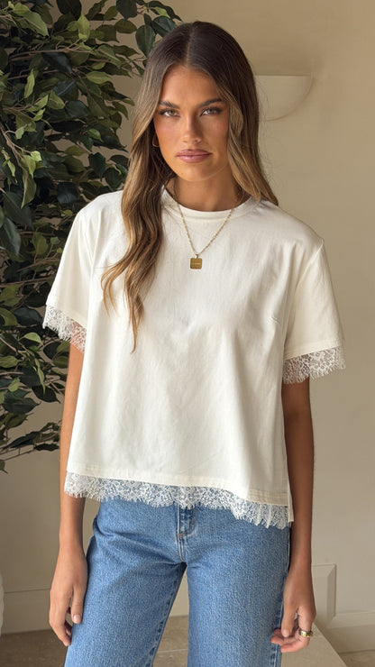 Clare Lace Back T-Shirt - White