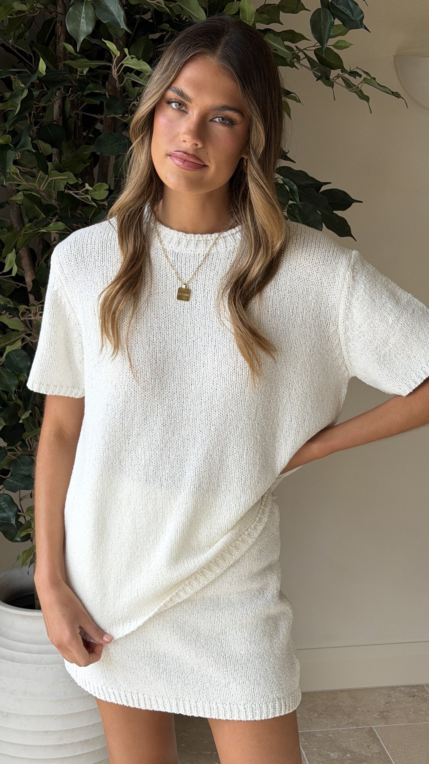 Casey Oversized Knit Tee - Off White