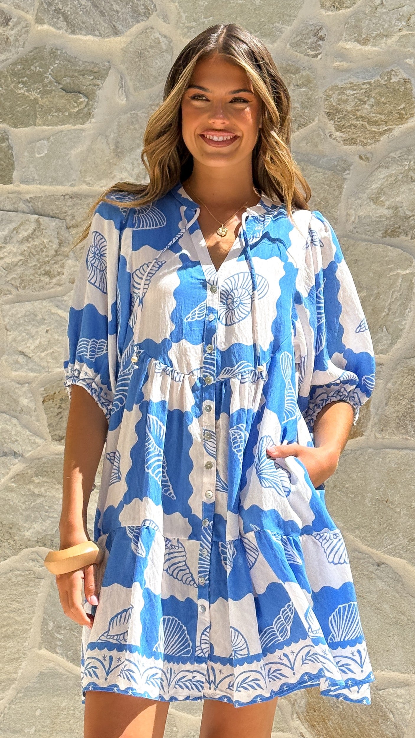 Tabitha Mini Dress - La Mer Blue
