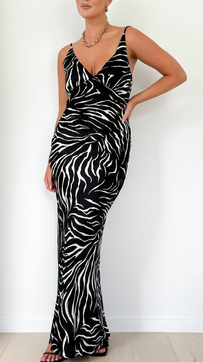 Zita Maxi Dress - Black/White