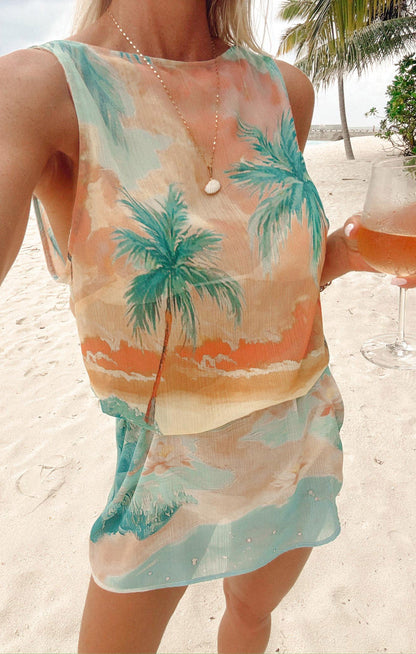 Kiki Mini Dress ~ Sunset Cove Chiffon