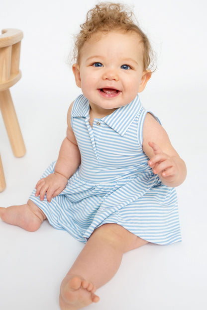 Blue Stripe Golf Tank Bodysuit Dress
