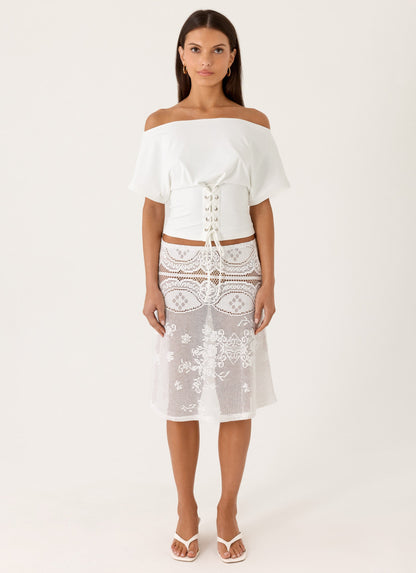 Yanna Midi Skirt - White