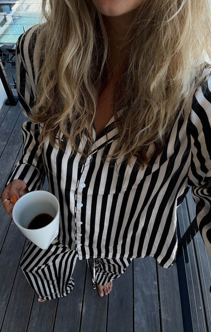 Classic PJ Set ~ Midnight Stripe Silky