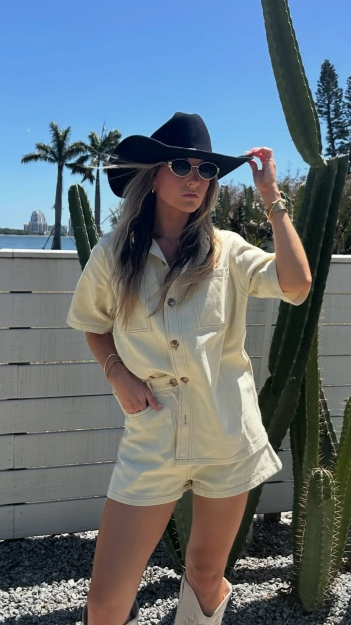 Olivia Shirt and Shorts Set - Sand