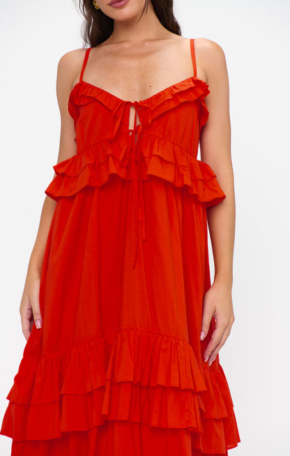 Freya Maxi Dress ~ Rouge Red Voile