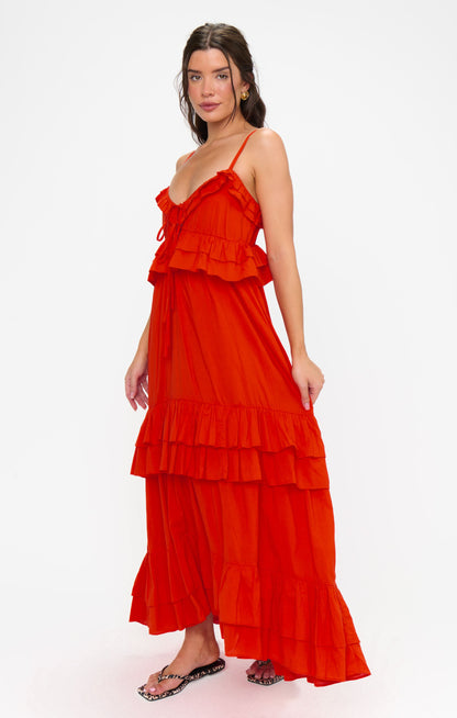 Freya Maxi Dress ~ Rouge Red Voile