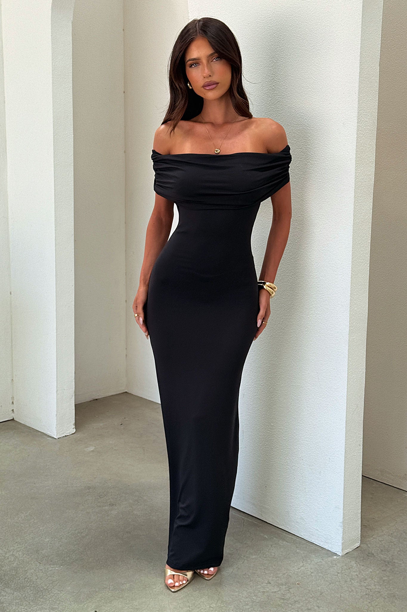 Jackie Off-Shoulder Maxi Dress - Black