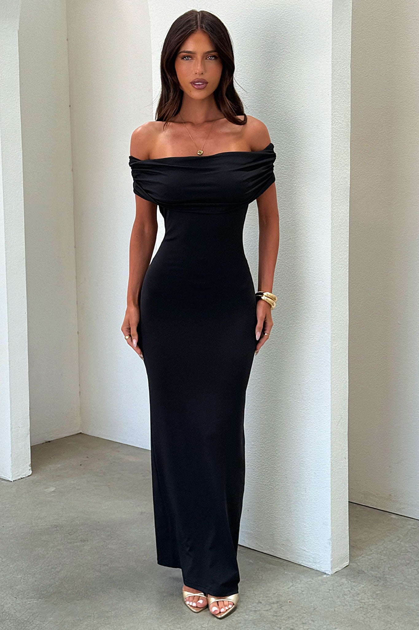 Jackie Off-Shoulder Maxi Dress - Black