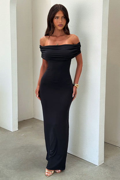 Jackie Off-Shoulder Maxi Dress - Black