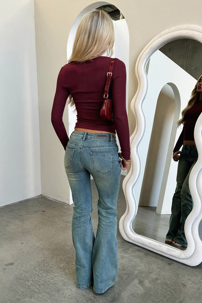 Jaylee Long Sleeve Tee - Wine