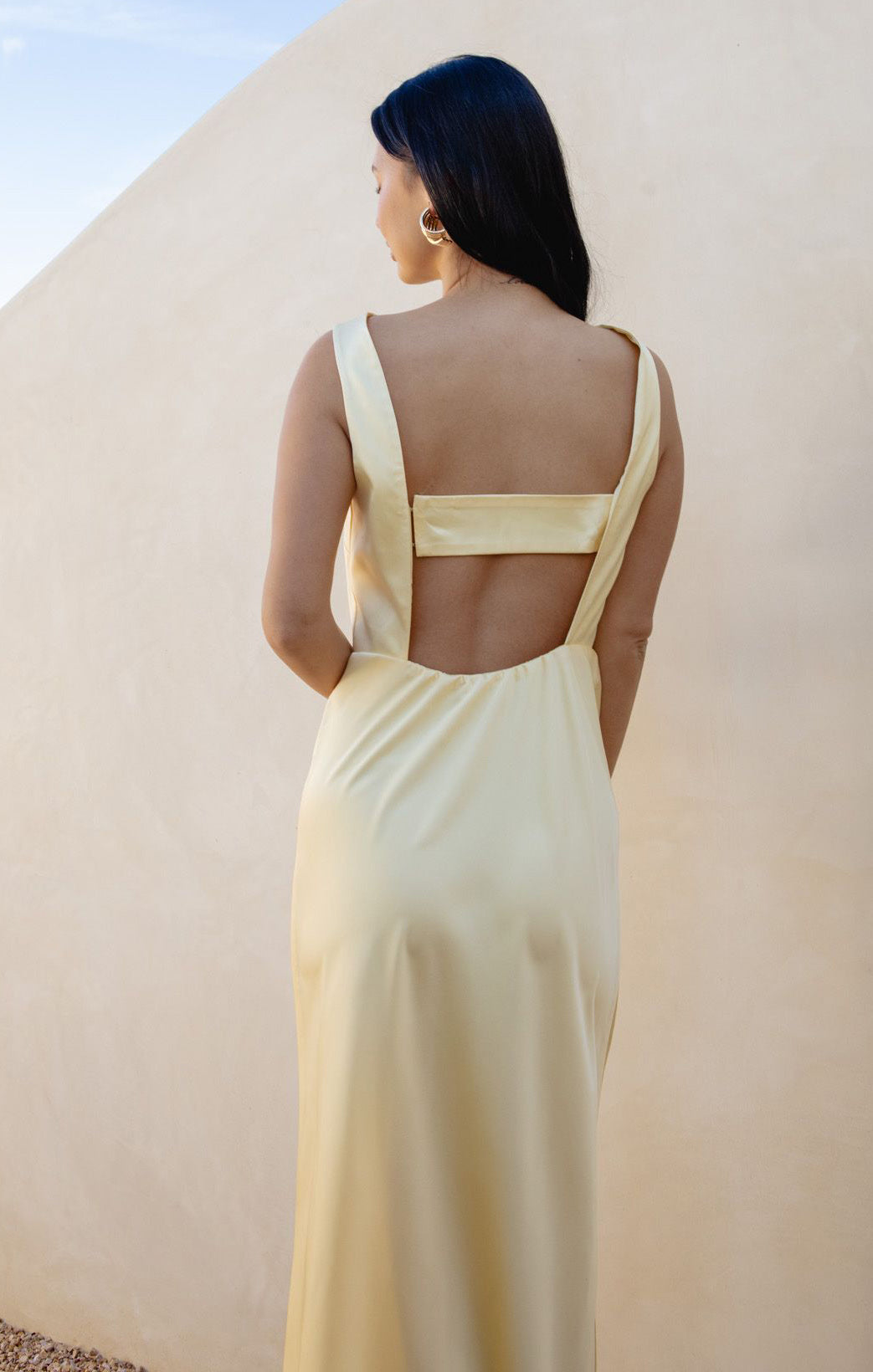 Candice Dress ~ Pale Yellow Luxe Satin
